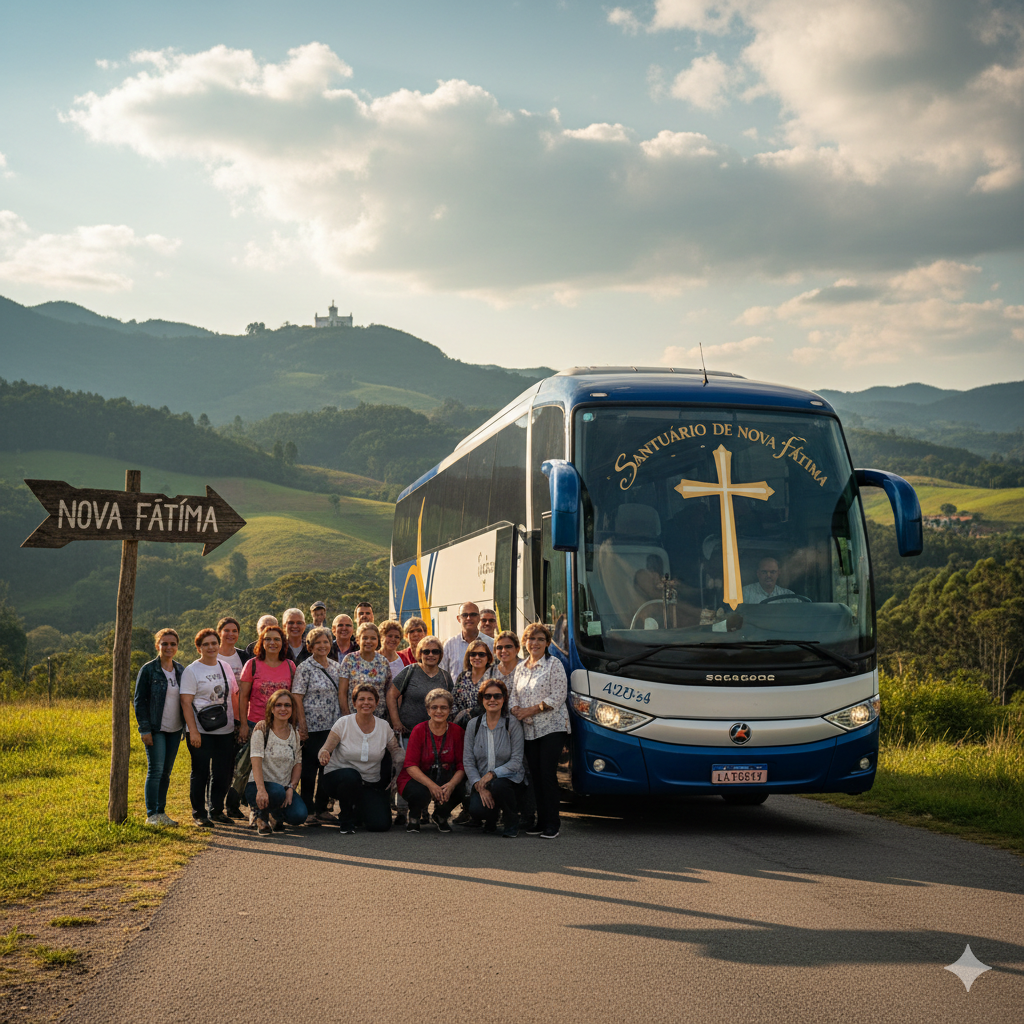 Grupo de romeiros em romaria ao Santuário